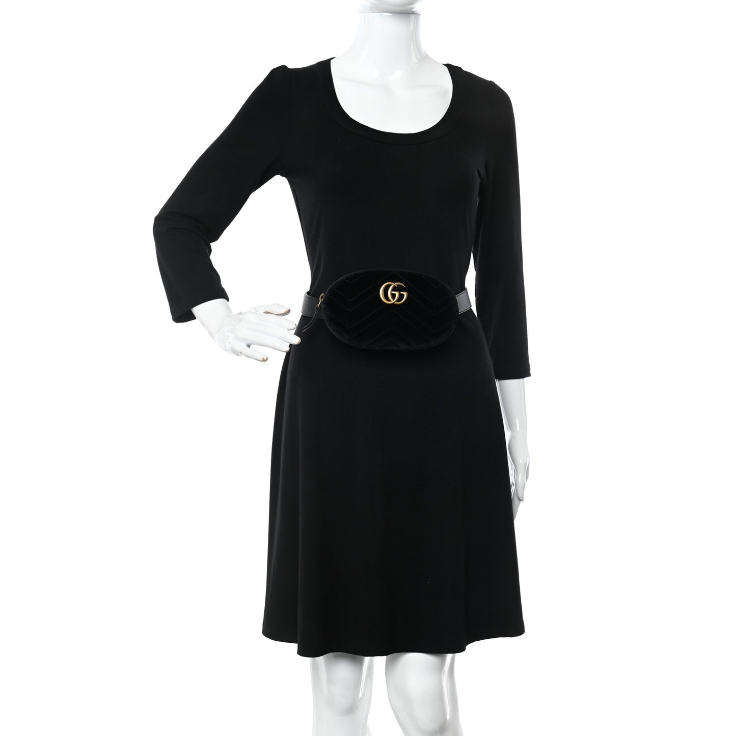 Velvet Matelasse GG Marmont Belt Bag 85 34 Black