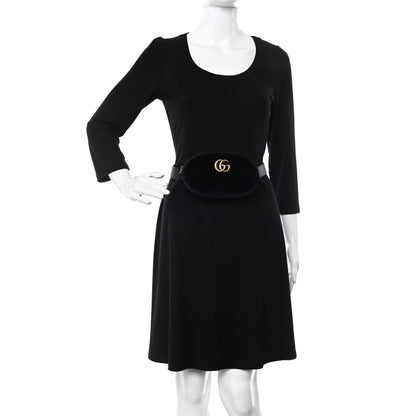 Gucci Velvet Matelasse GG Marmont Belt Bag 85 34 Black 2 of 10