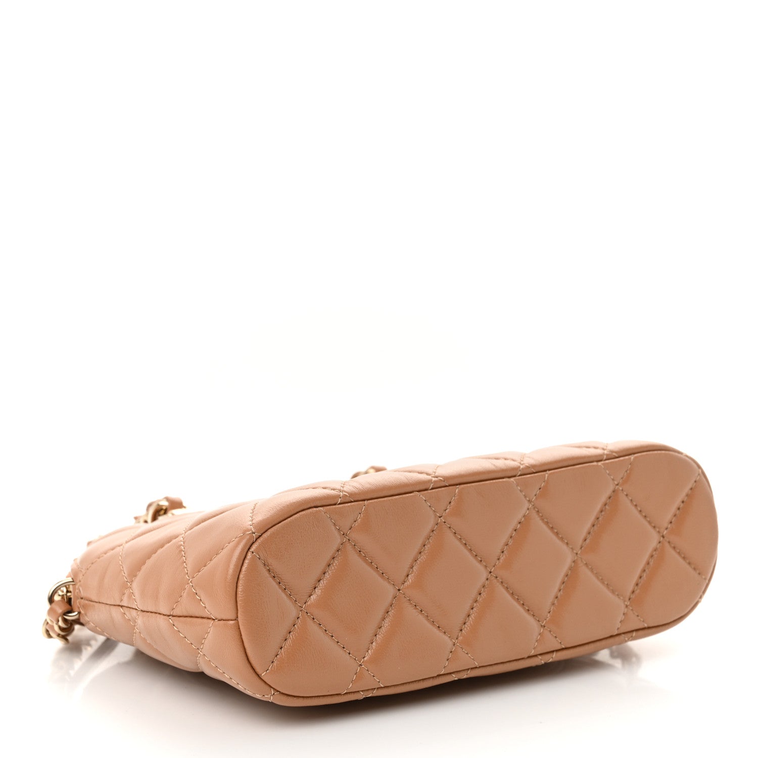 Chanel Shiny Lambskin Quilted Shiny Coco Clutch With Chain Dark Beige 4 of 10
