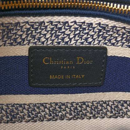 Christian Dior Canvas Toile De Jouy Embroidered Medium Lady D-Lite Navy 6 of 12