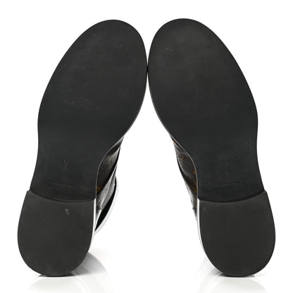 Louis Vuitton Calfskin Monogram Wonderland Flat Ranger Boots 37.5 Black 5 of 8