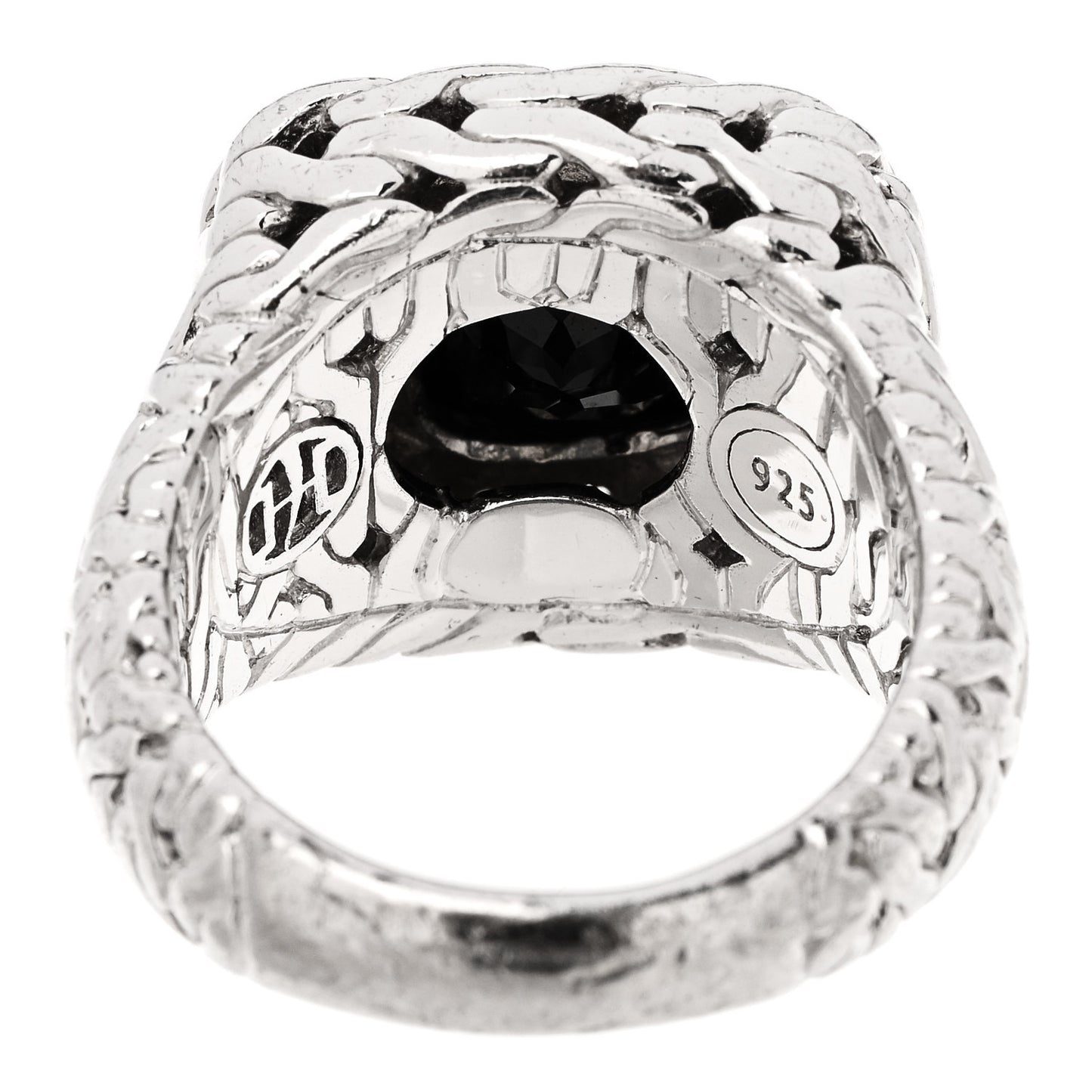Sterling Silver Black Garnet Diamond Classic Chain Ring 52 6