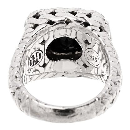 John Hardy Sterling Silver Black Garnet Diamond Classic Chain Ring 52 6 5 of 6