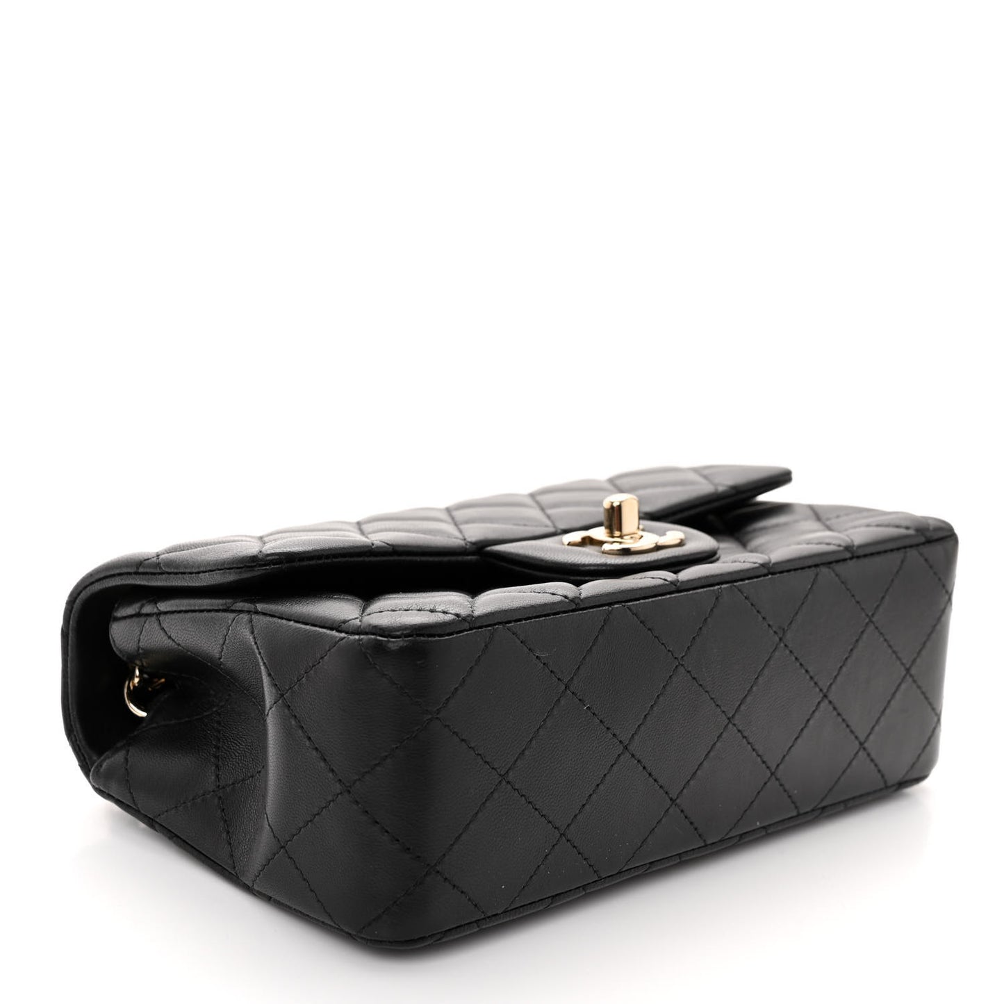 Lambskin Quilted Mini Rectangular Flap Black
