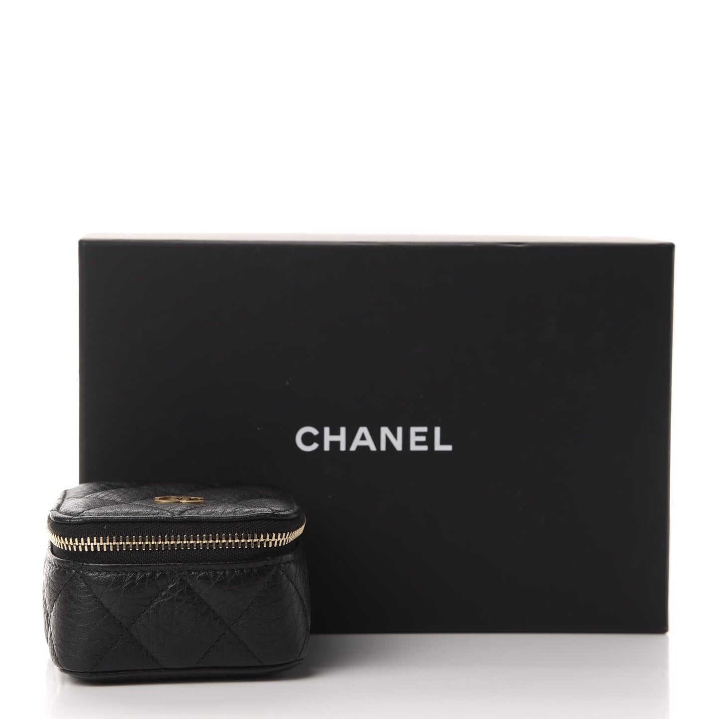Calfskin Quilted Jewelry Travel Case Black