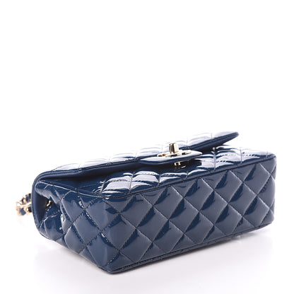 Chanel Patent Calfskin Quilted Mini Rectangular Flap Navy Blue 3 of 8