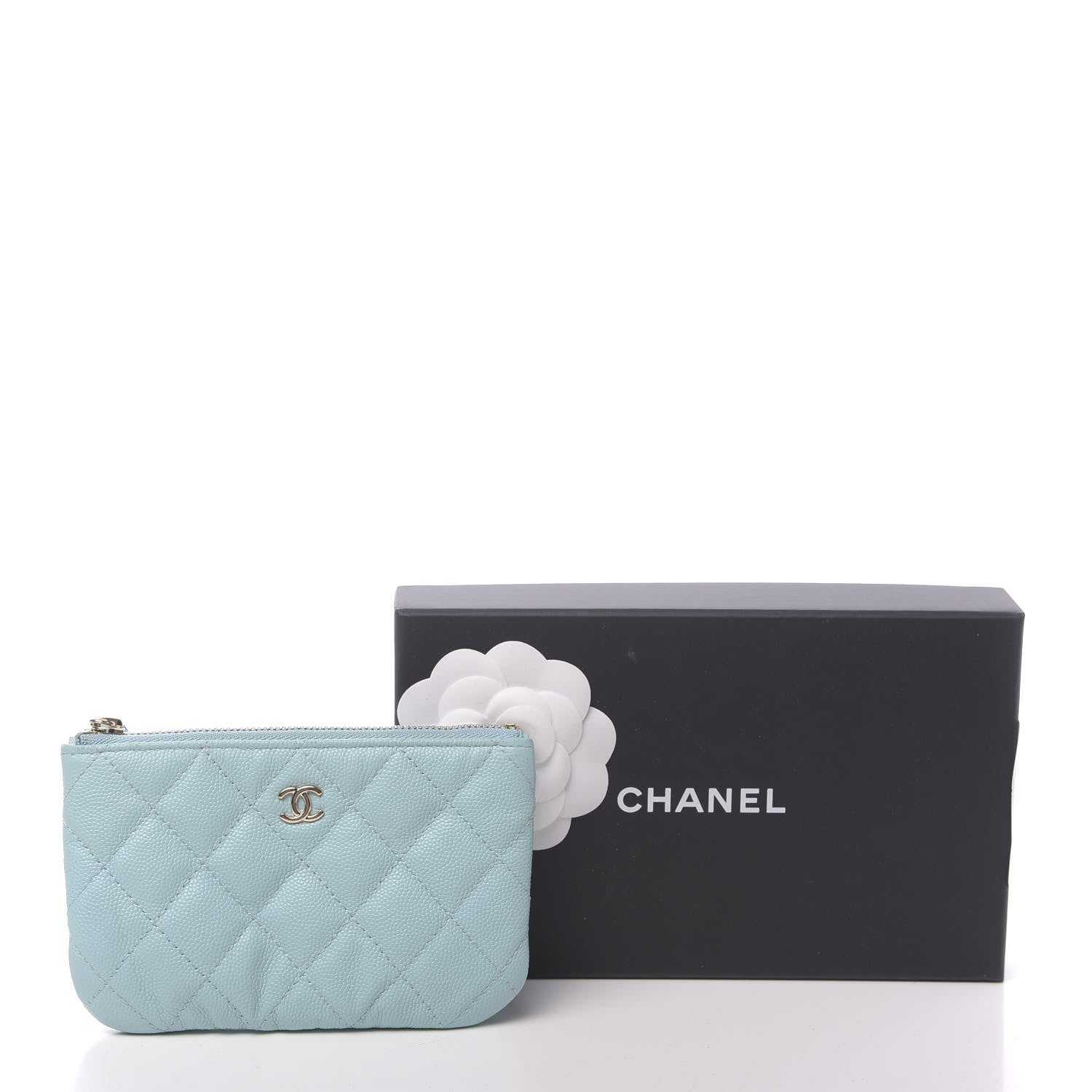 Chanel Caviar Quilted Small Cosmetic Case Light Blue 8 of 8