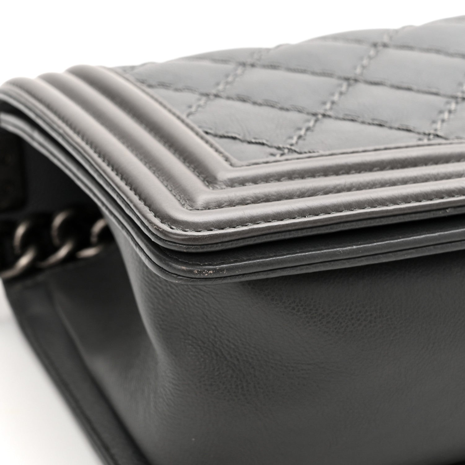 Chanel Calfskin Double Stitch Medium Boy Flap Grey 12 of 13