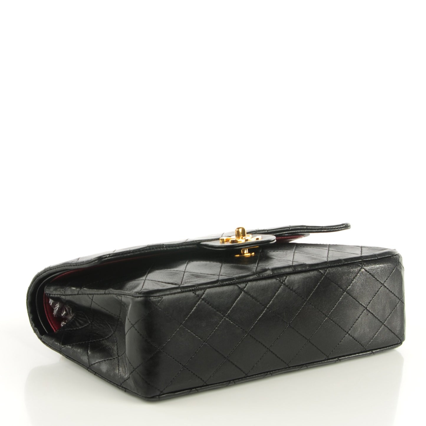 Lambskin Quilted Medium Double Flap Black