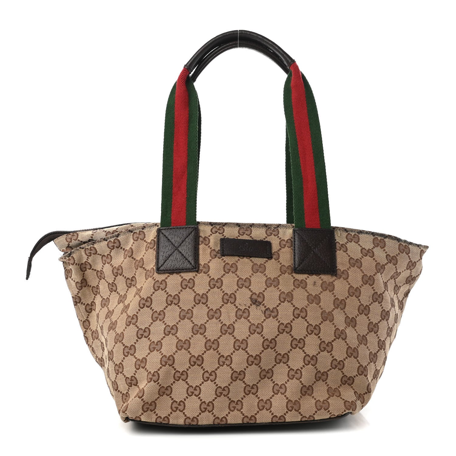 Gucci GG Monogram Medium Web Handle Bucket Tote Dark Brown 1 of 11