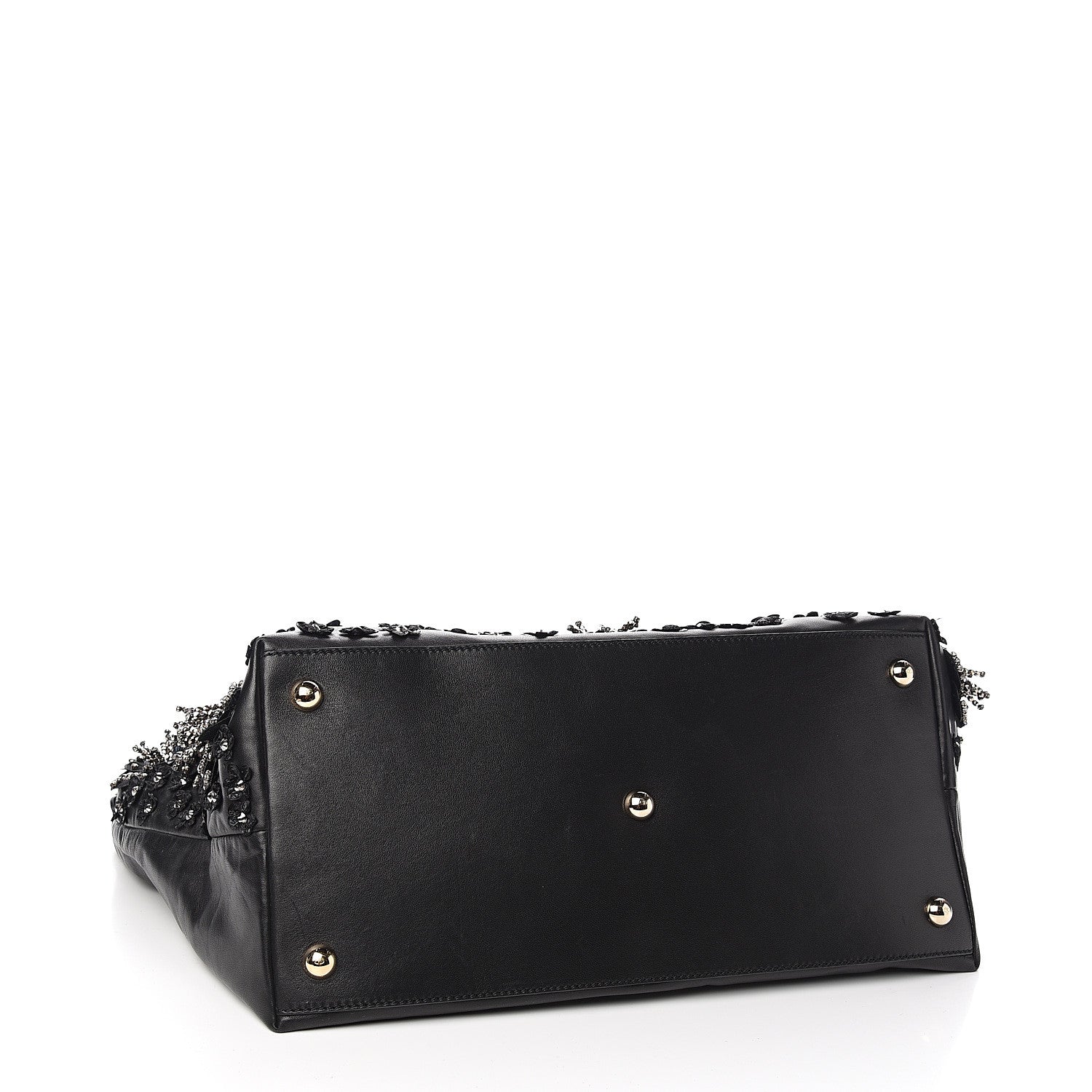 Valentino Garavani Vitello Crystal Floral Tote Black 3 of 8