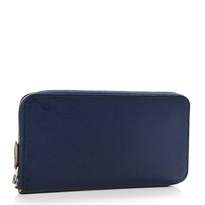 Hermes Epsom Silk'In Wallet Bleu Saphir Fauve Lime 3 of 9