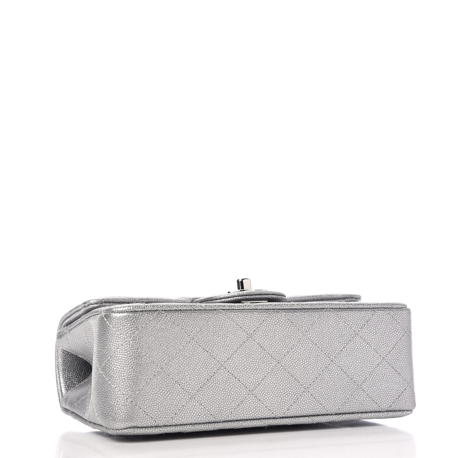 Chanel Metallic Caviar Quilted Mini Top Handle Rectangular Flap Silver 4 of 10