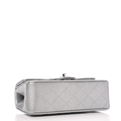 Chanel Metallic Caviar Quilted Mini Top Handle Rectangular Flap Silver 4 of 10