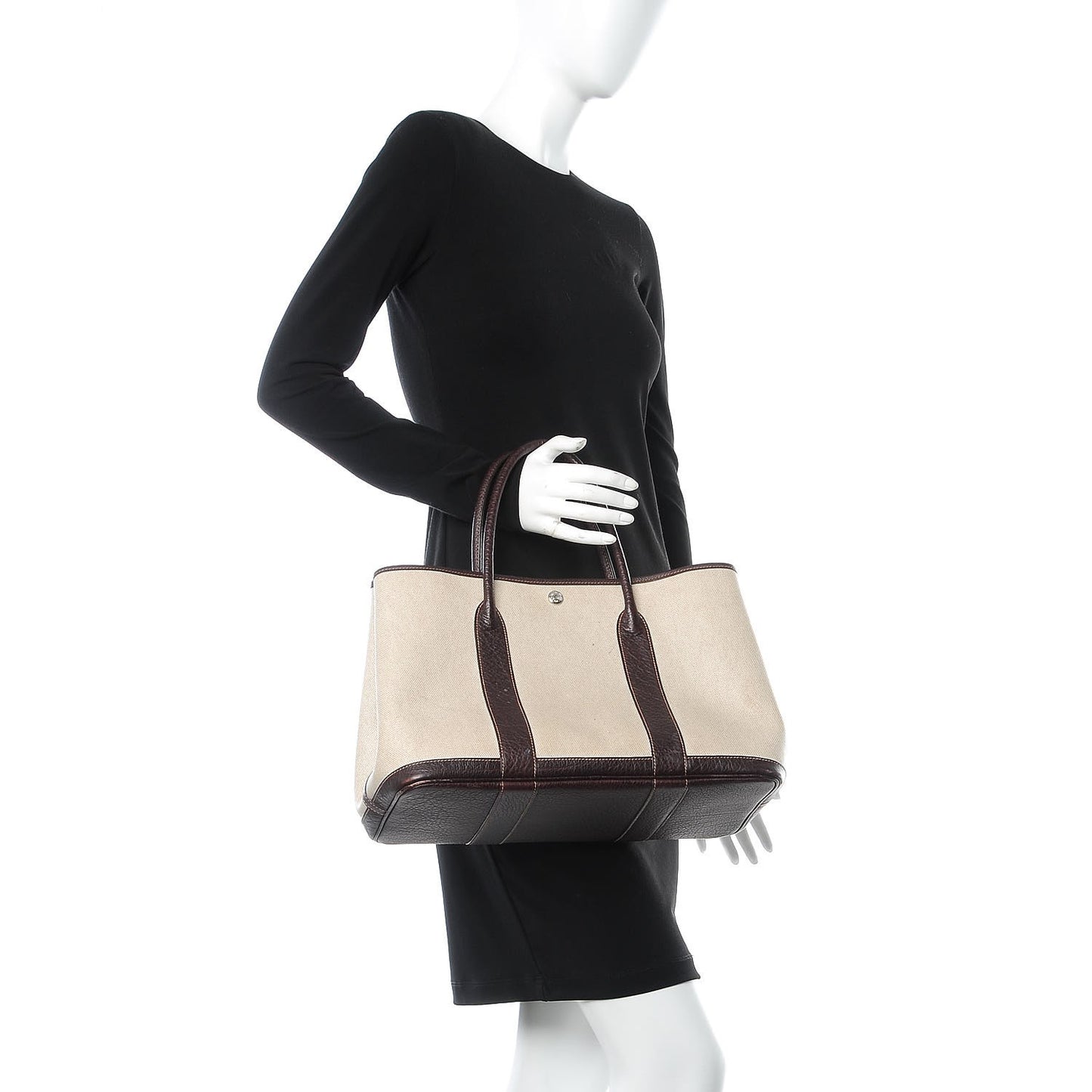 Buffle Skipper Toile Garden Party 36 MM Tote Marron Fonce