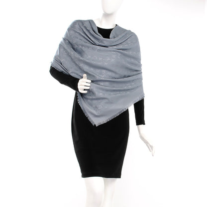 Louis Vuitton Silk Wool Monogram Shawl Charcoal Grey 2 of 5