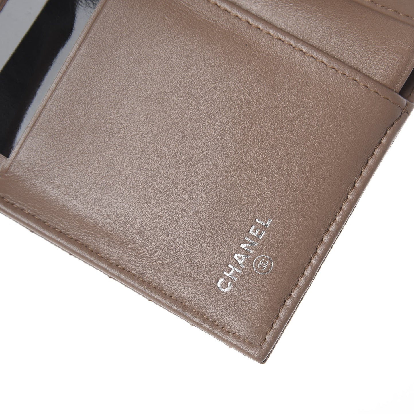 Caviar Chevron Quilted Medium Boy Flap Wallet Dark Beige