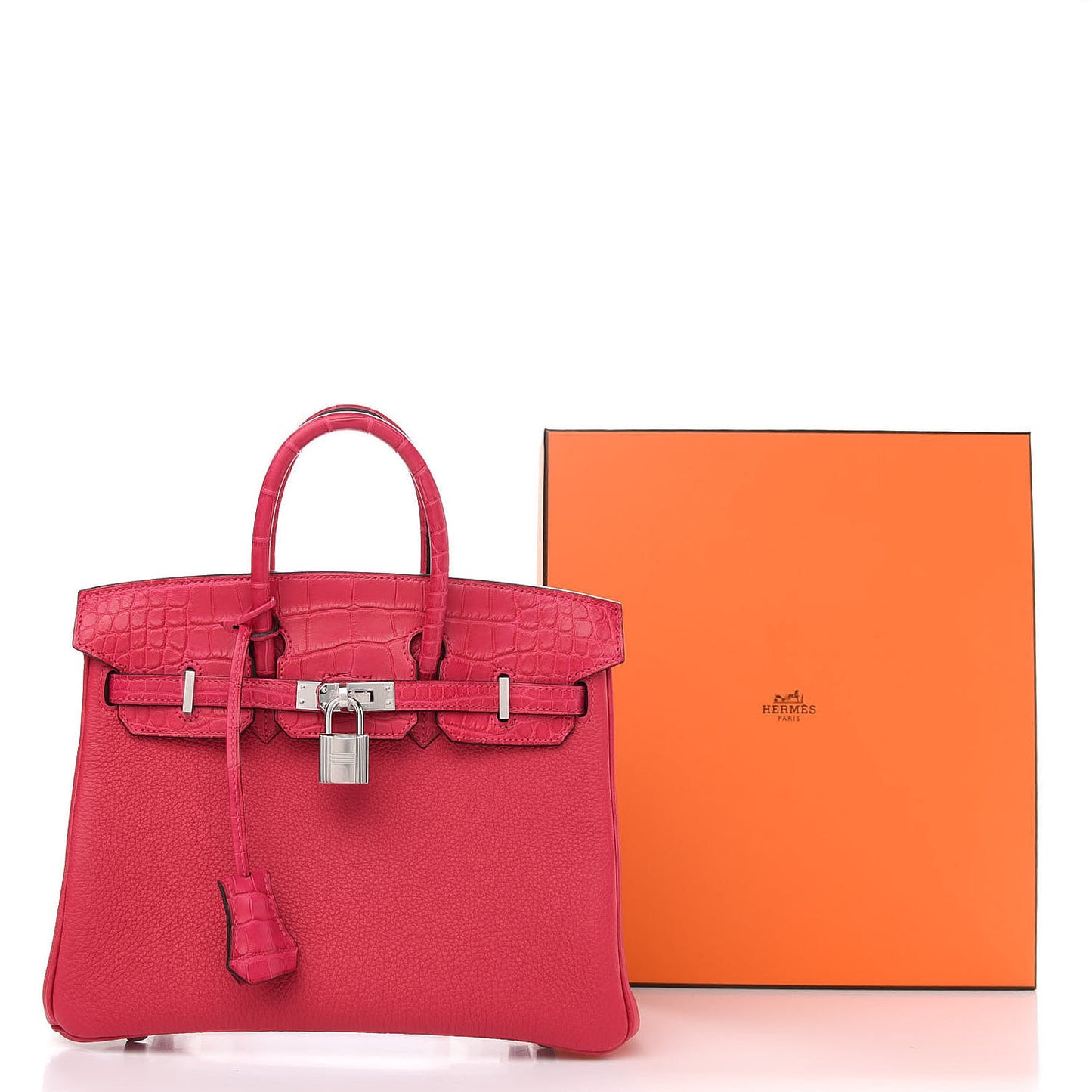 Togo Matte Alligator Birkin Touch 25 Framboise