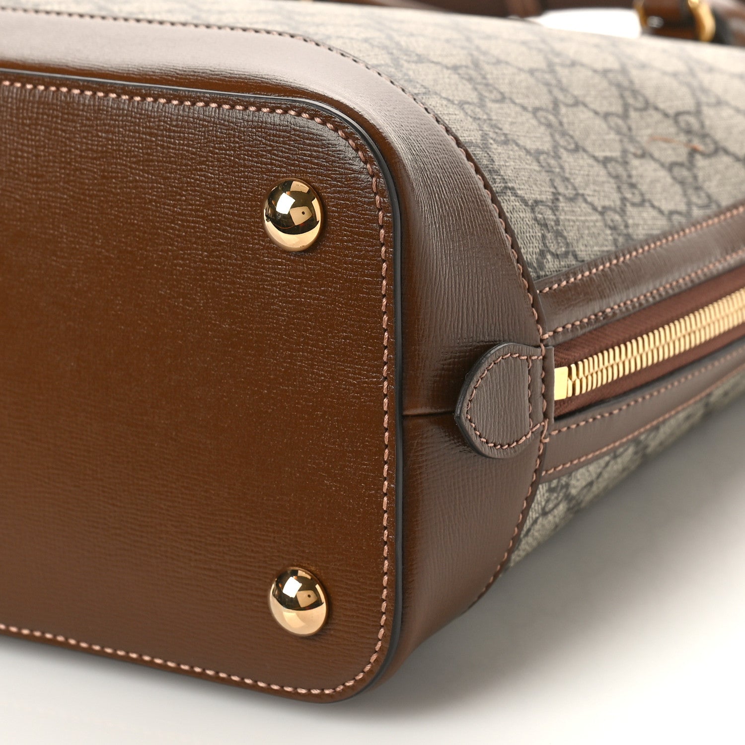 Gucci GG Supreme Monogram Azalea Calfskin Horsebit 1955 Duffle Bag Beige Ebony Brown Sugar 9 of 9