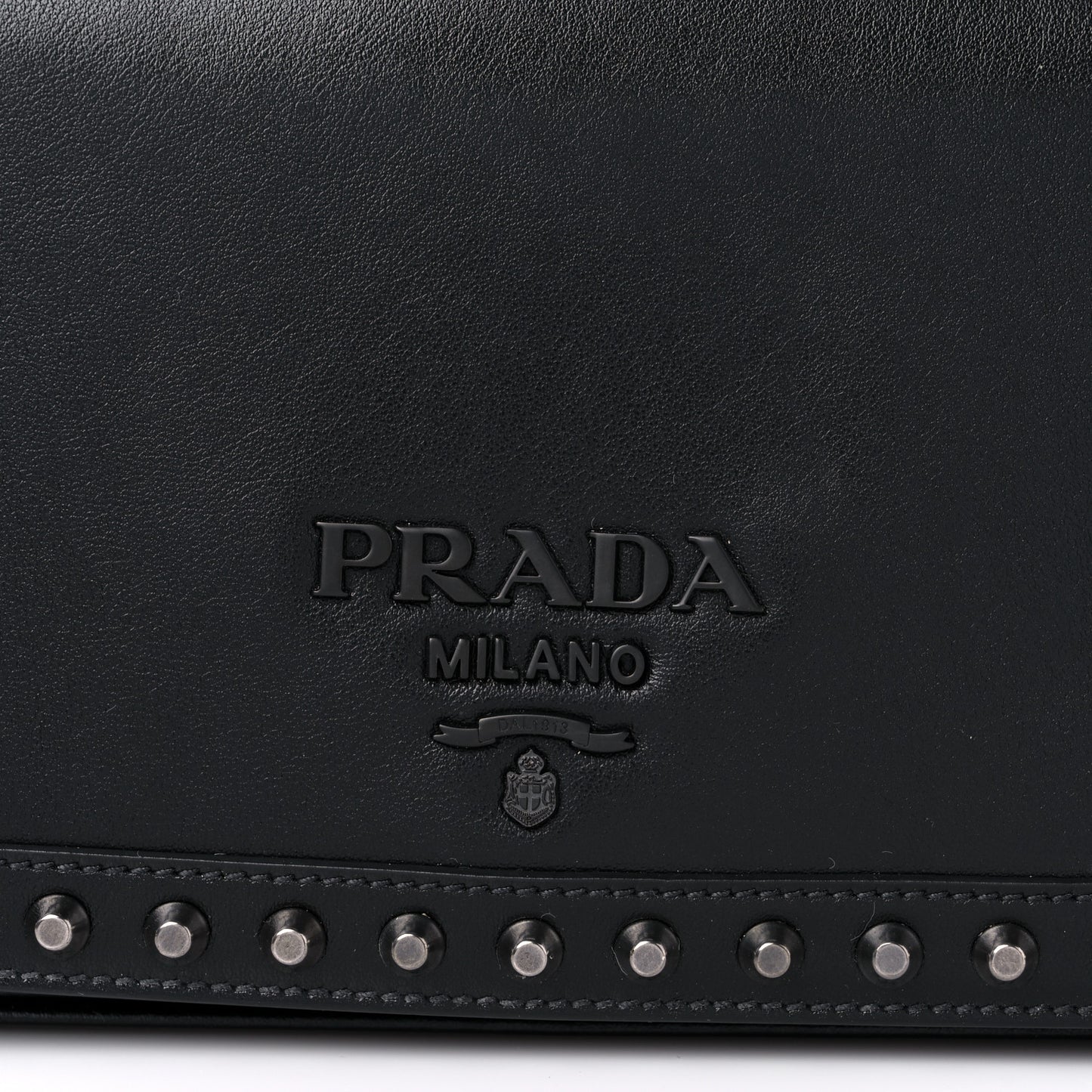 Glace Calfskin Studded Crossbody Black