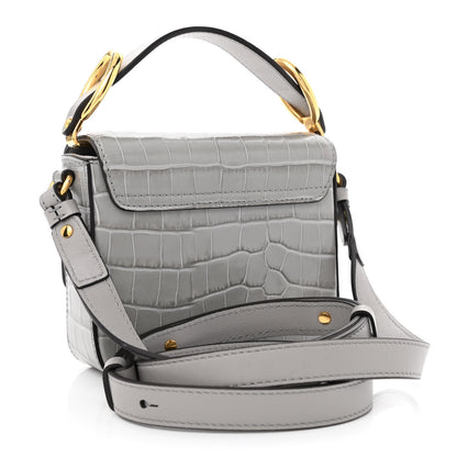 Chloe Crocodile Embossed Calfskin Mini C Double Carry Stormy Grey 3 of 11