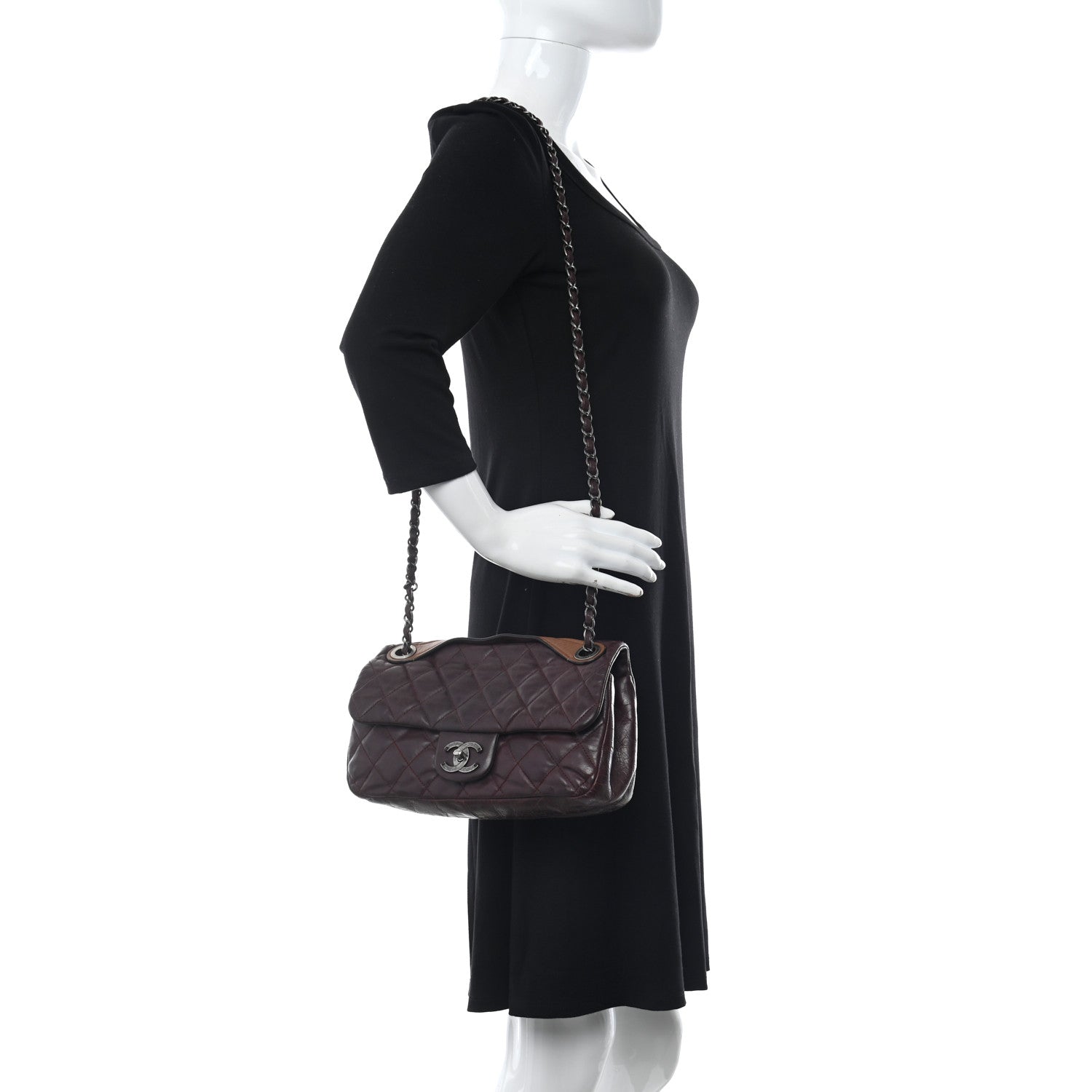Chanel Calfskin In The Mix Jumbo Flap Burgundy 2 of 10