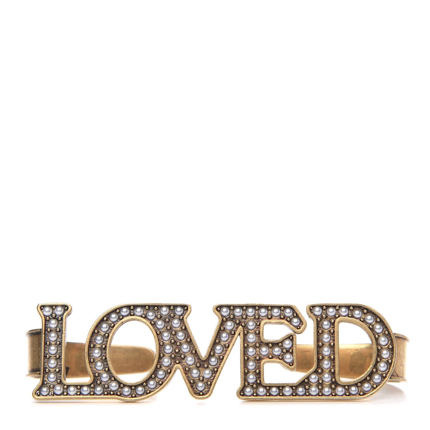 Gucci Metal Pearl Loved Palm Cuff Hand Piece Aged Gold 1 of 4