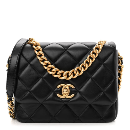 Chanel Lambskin Quilted Small Side Note Flap Black 1 of 10