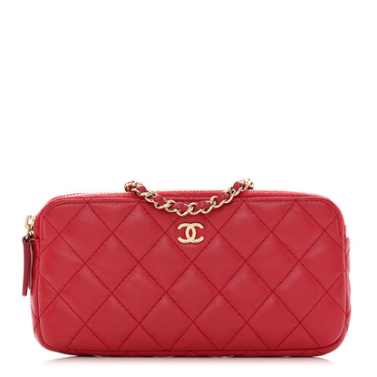 Chanel Lambskin Quilted Small Clutch With Chain Dark Pink 1 of 12
