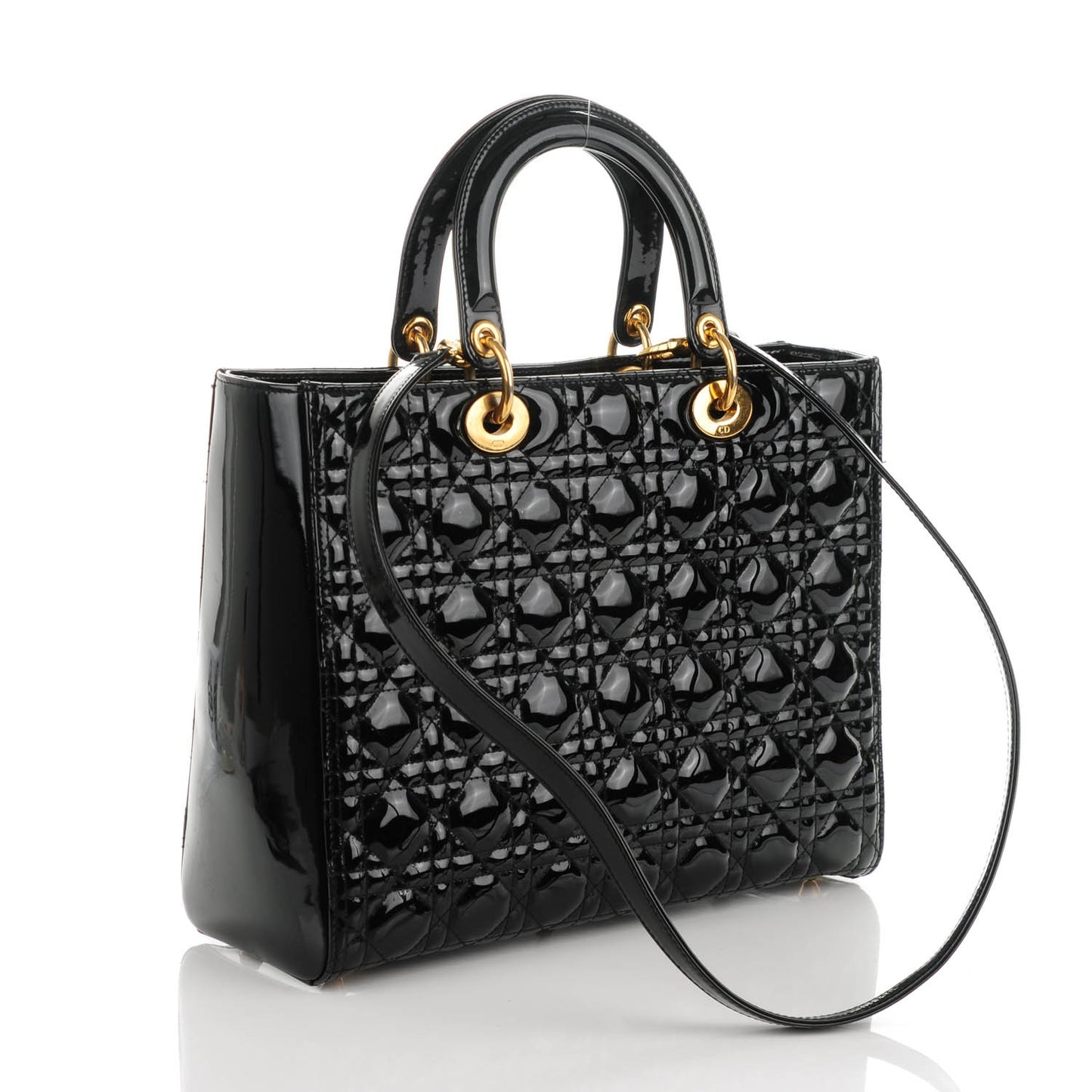 Patent Cannage Large Lady Dior Black