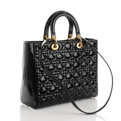 Christian Dior Patent Cannage Large Lady Dior Black 3 of 7