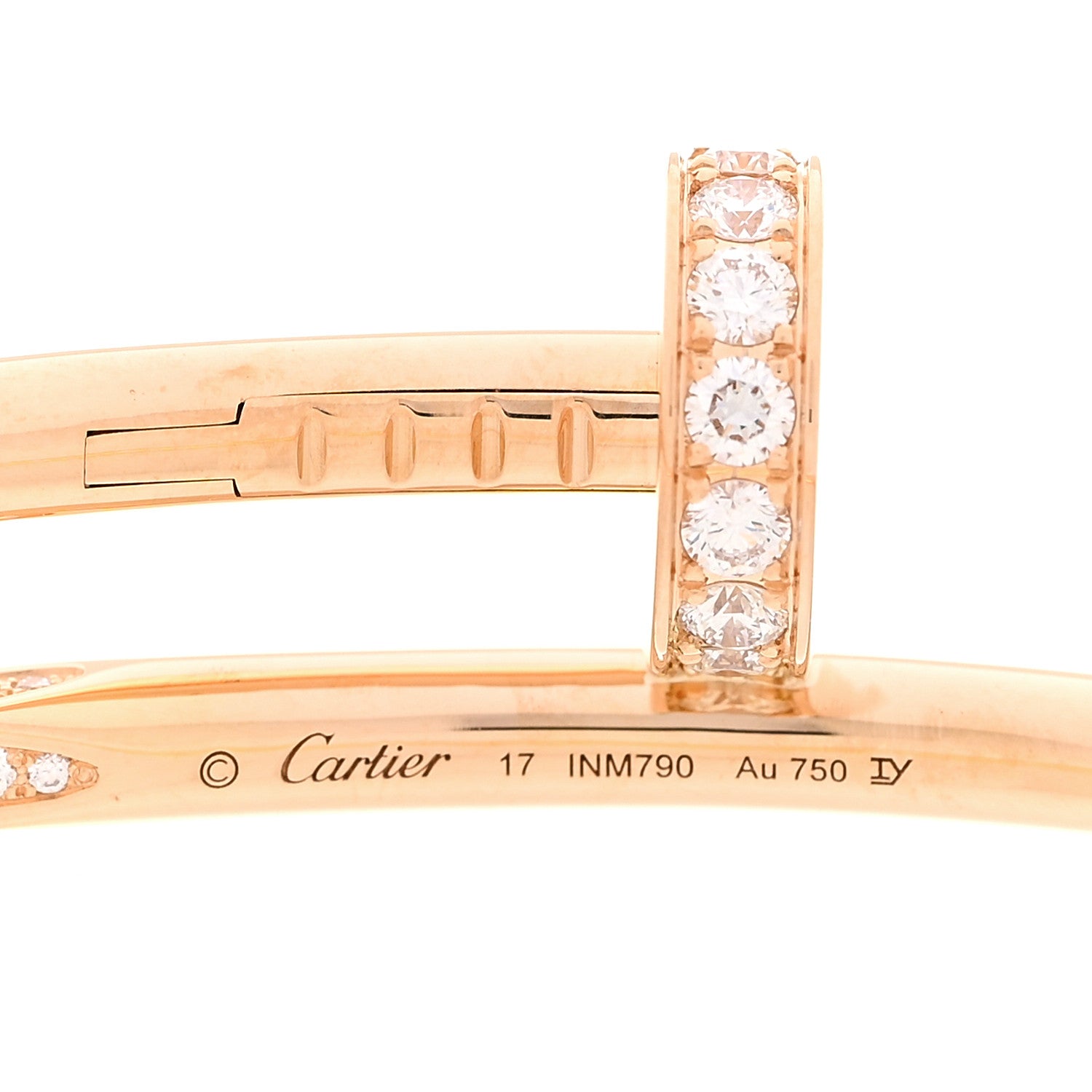 Cartier 18K Pink Gold Diamond Juste Un Clou Bracelet 17 5 of 6