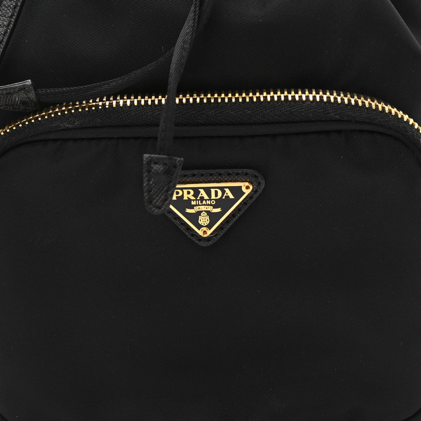 Saffiano Tessuto Nylon Mini Bucket Crossbody Bag Black