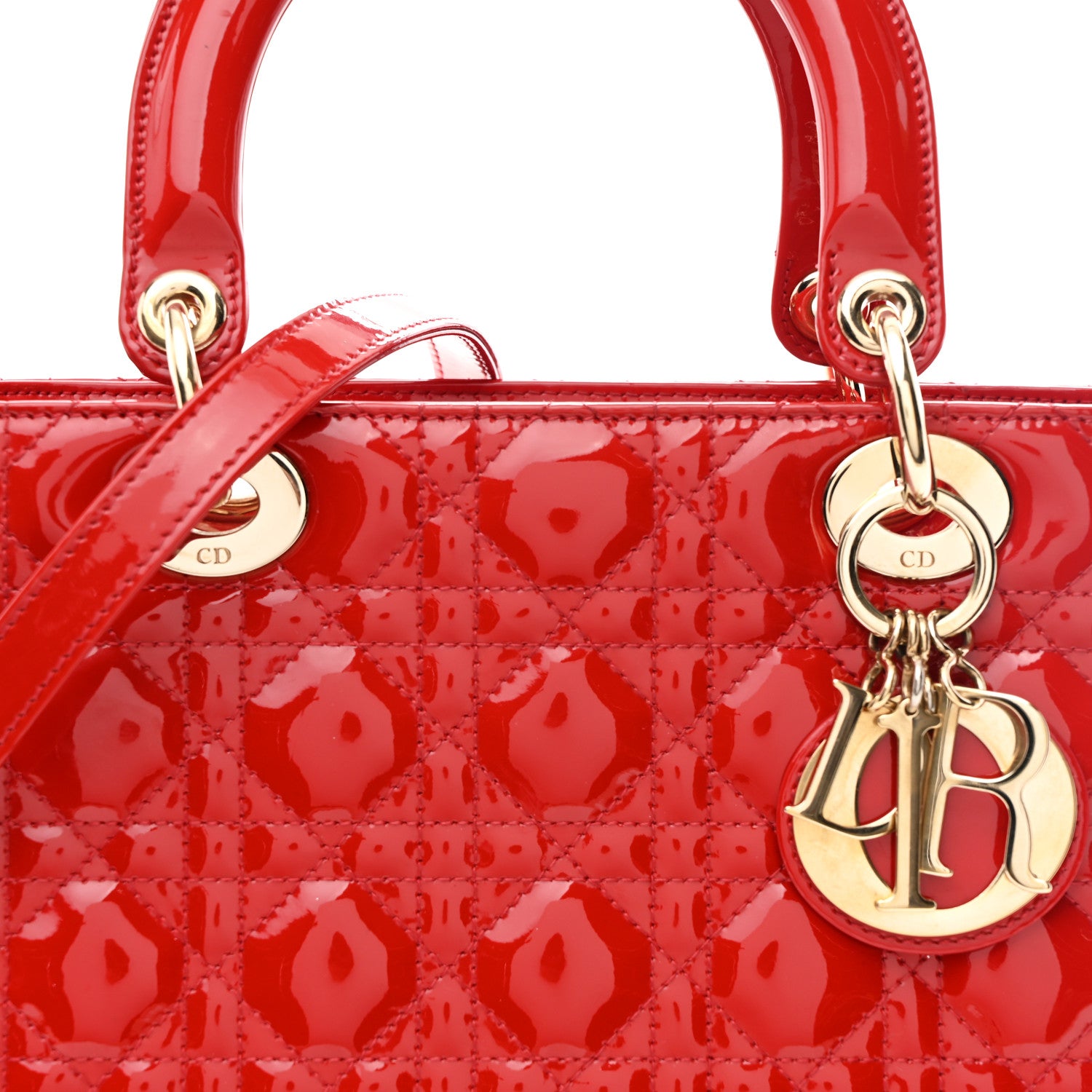 Christian Dior Patent Cannage Medium Lady Dior Red 8 of 10