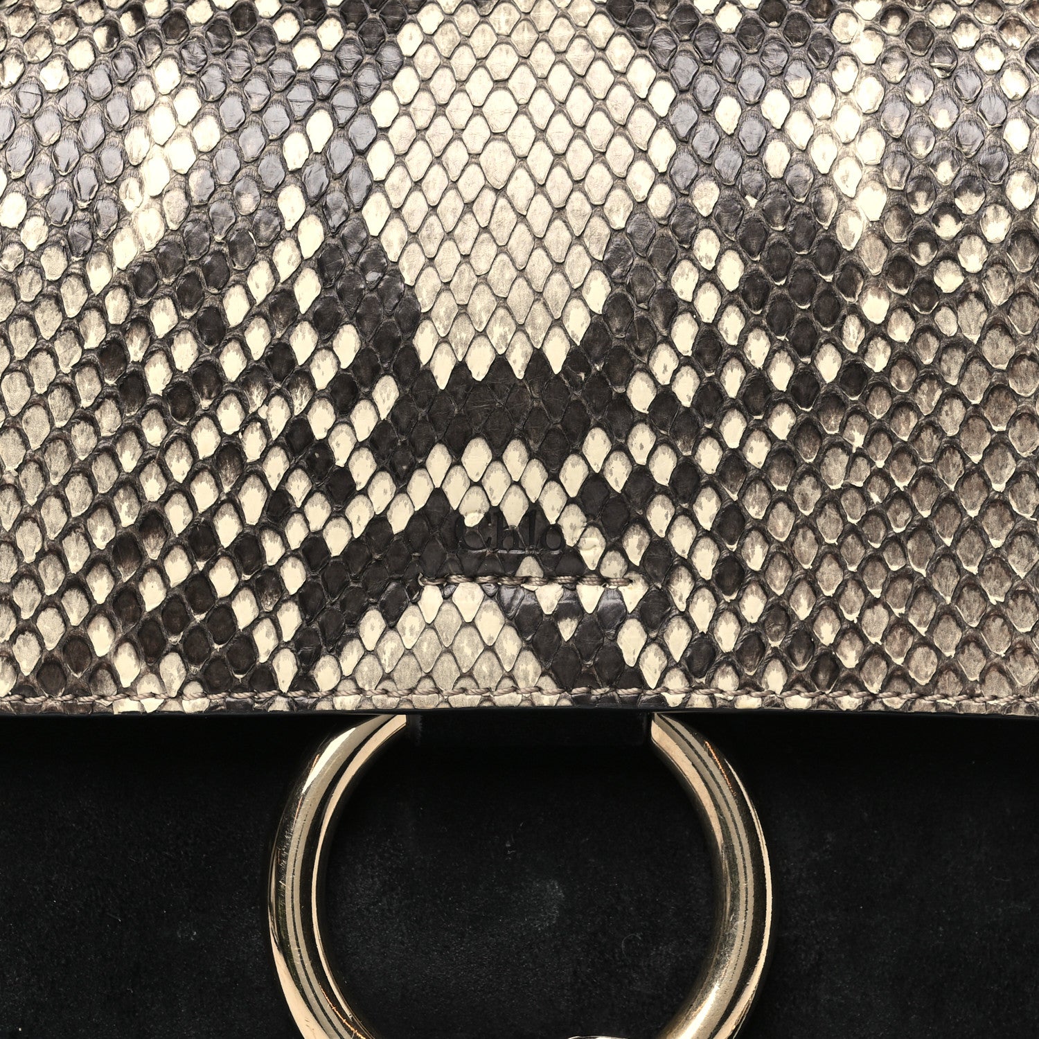 Chloe Snakeskin Calfskin Small Faye Shoulder Bag Natural Black 8 of 11