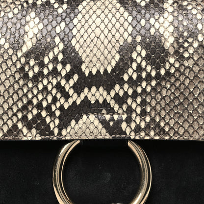 Chloe Snakeskin Calfskin Small Faye Shoulder Bag Natural Black 8 of 11