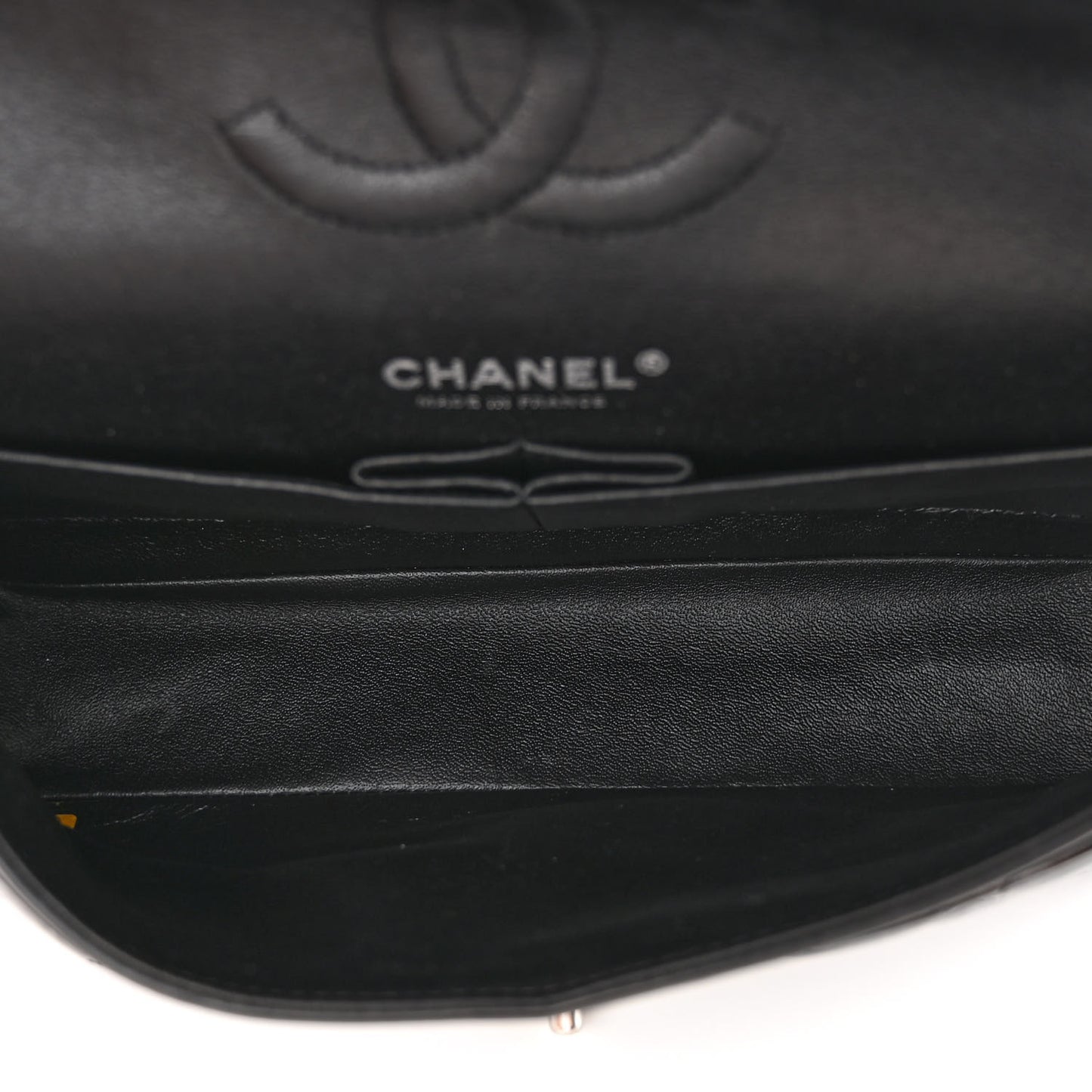 Patent Quilted Medium Double Flap Black