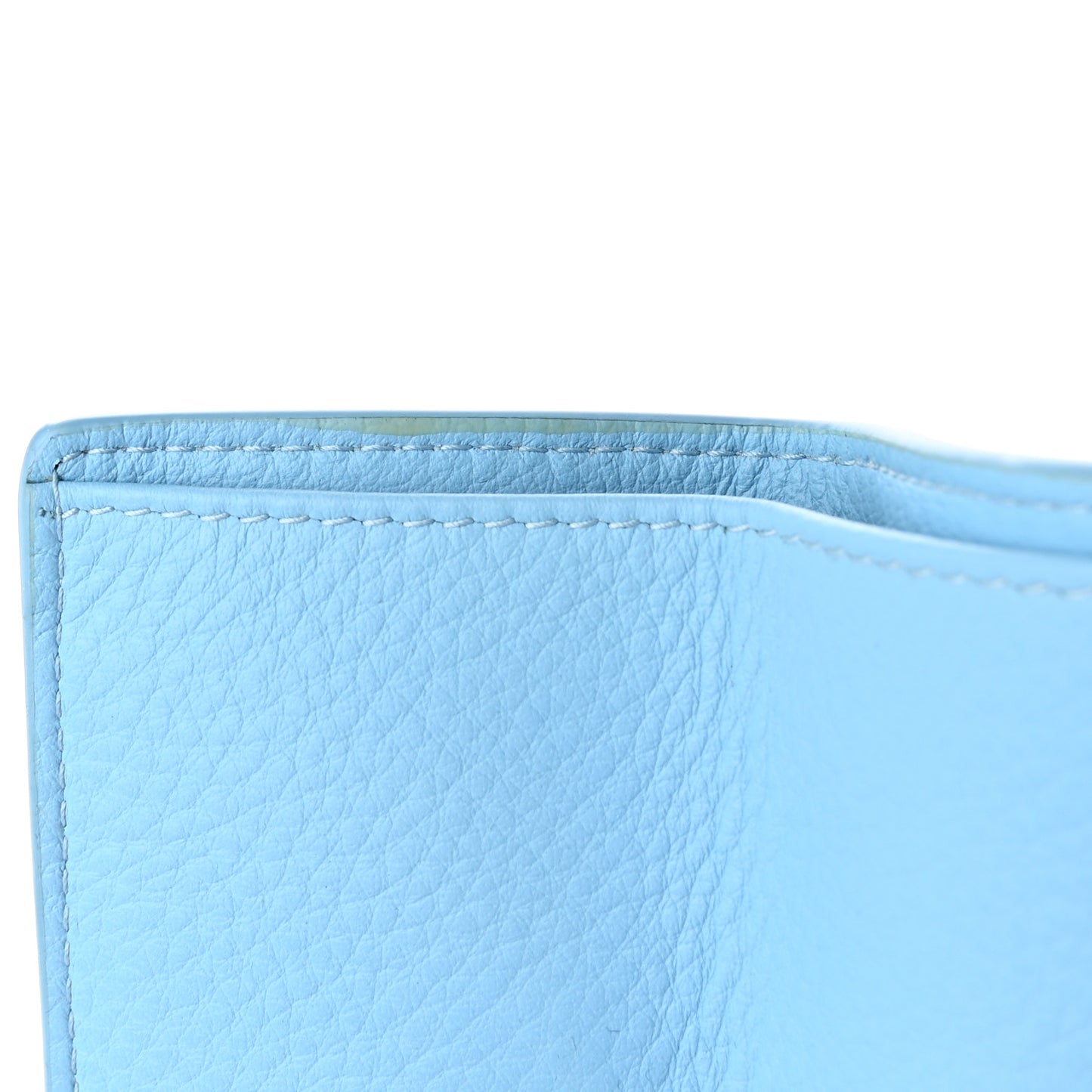 Calfskin Mini Papier Wallet Light Blue