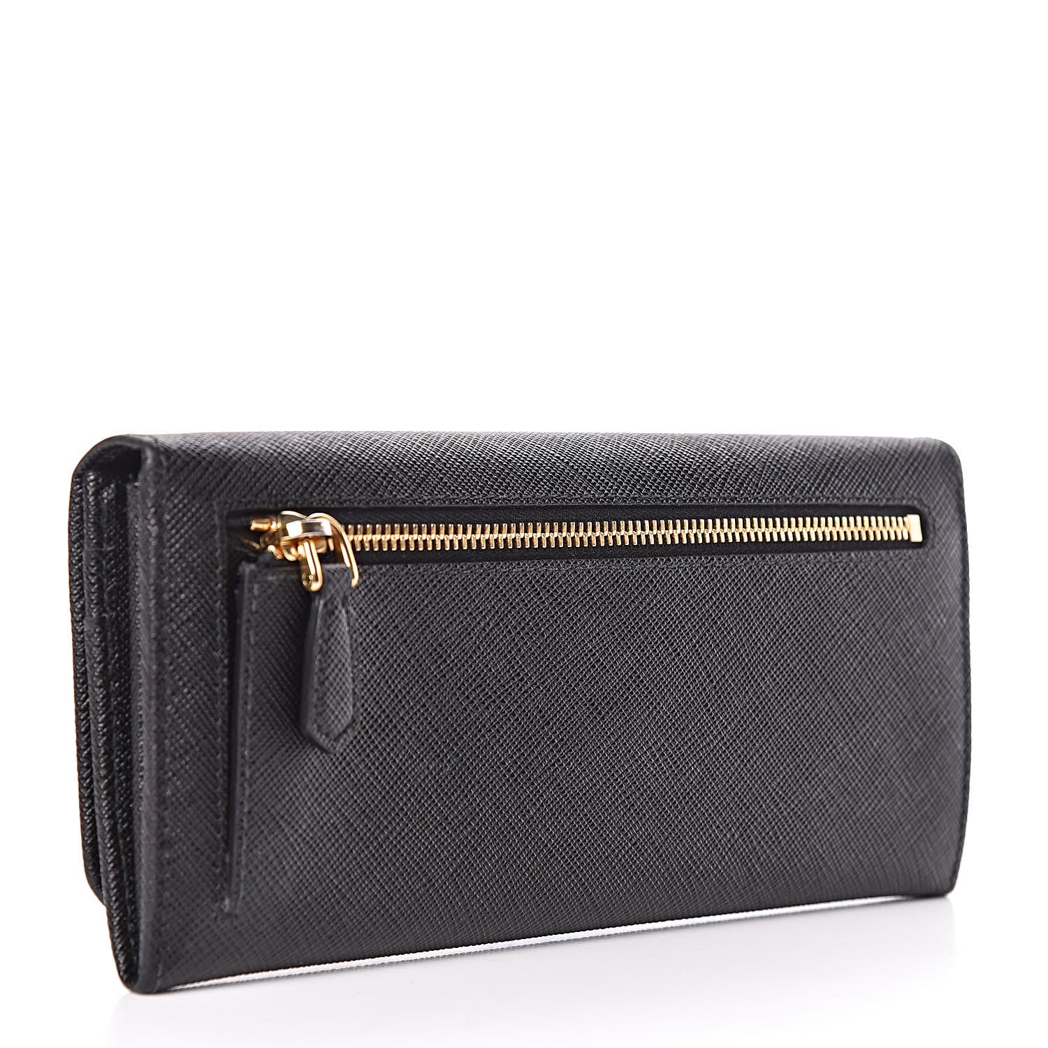 Prada Saffiano Continental Flap Wallet Black 4 of 8