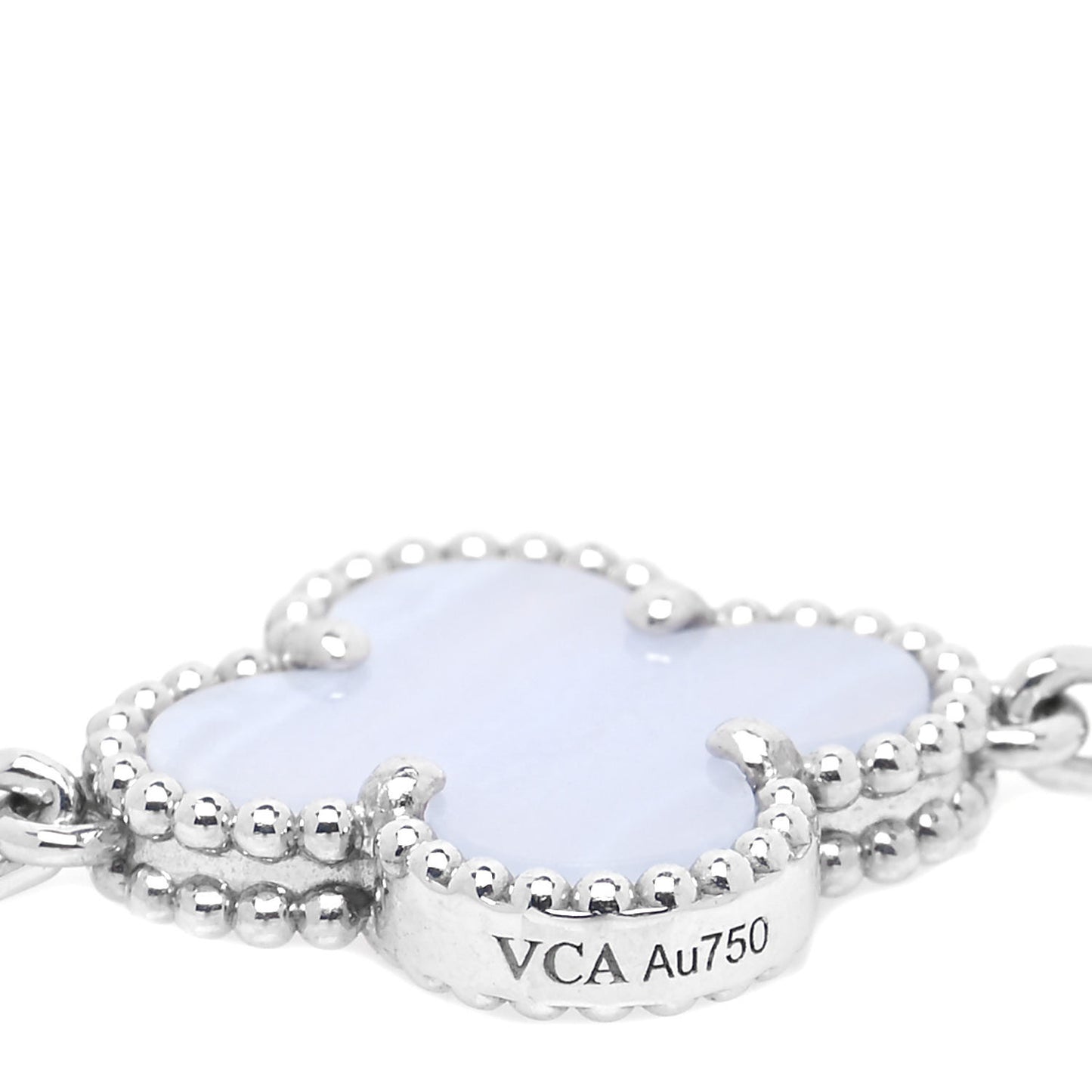 18K White Gold Chalcedony 5 Motifs Vintage Alhambra Bracelet