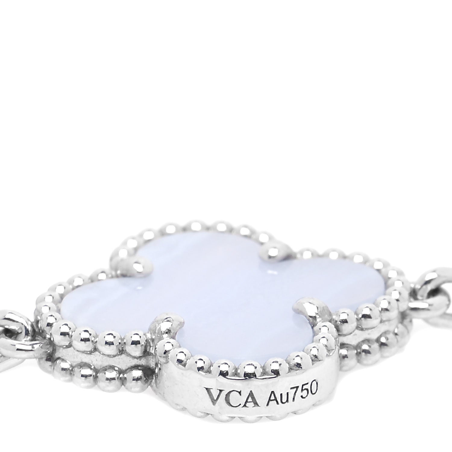 Van Cleef & Arpels 18K White Gold Chalcedony 5 Motifs Vintage Alhambra Bracelet 5 of 7