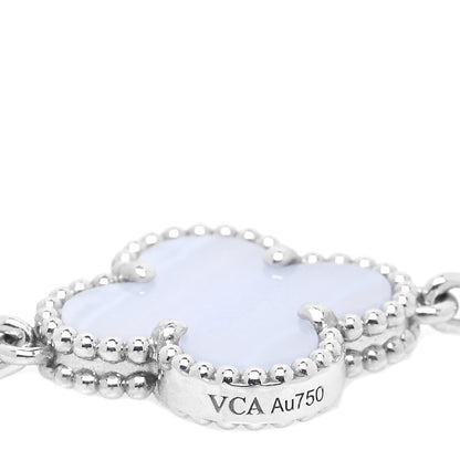 Van Cleef & Arpels 18K White Gold Chalcedony 5 Motifs Vintage Alhambra Bracelet 5 of 7