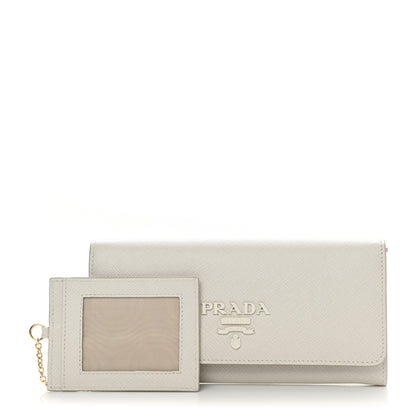 Prada Saffiano Shine Monochrome Continental Wallet Talco 1 of 8