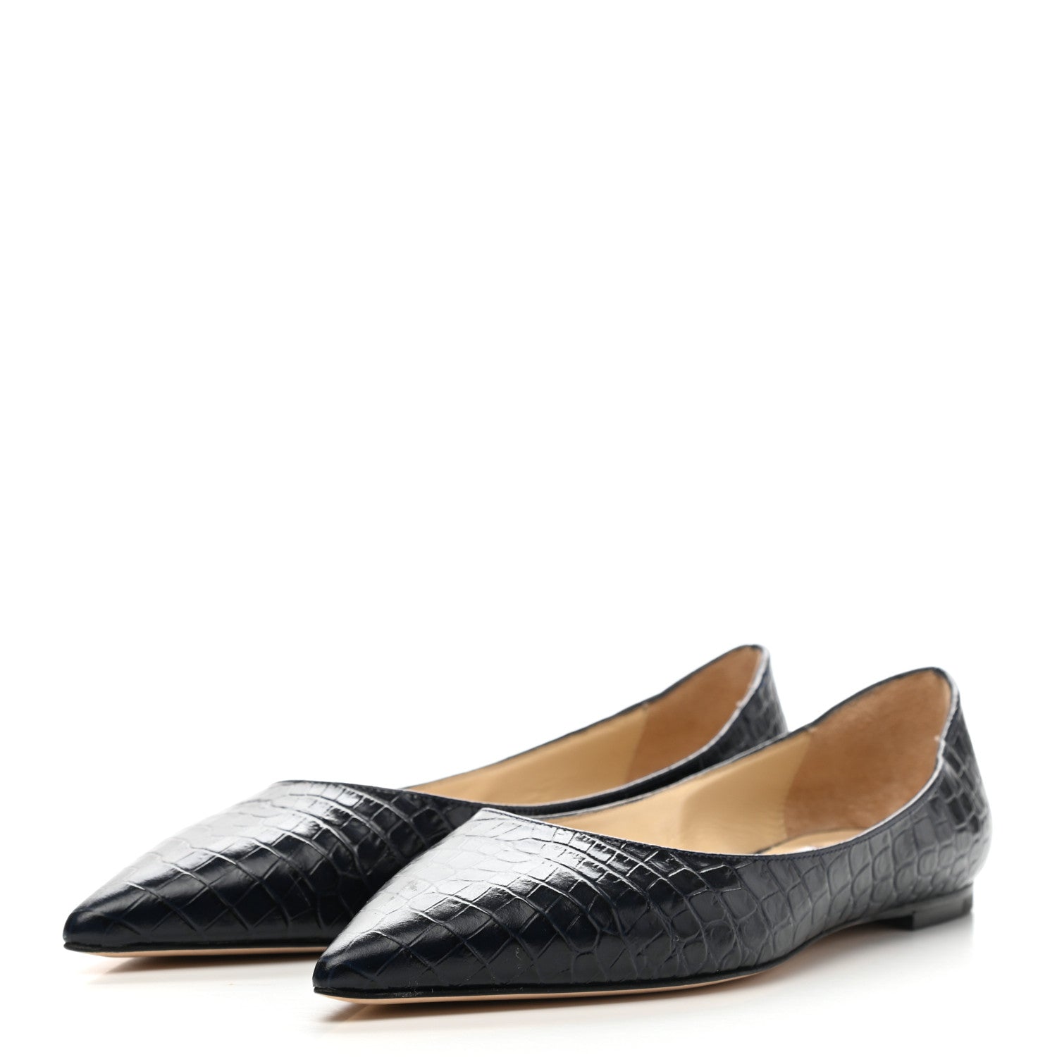 Jimmy Choo Crocodile Embossed Calfskin Mirele Ballet Flat 35 Navy Blue 3 of 7