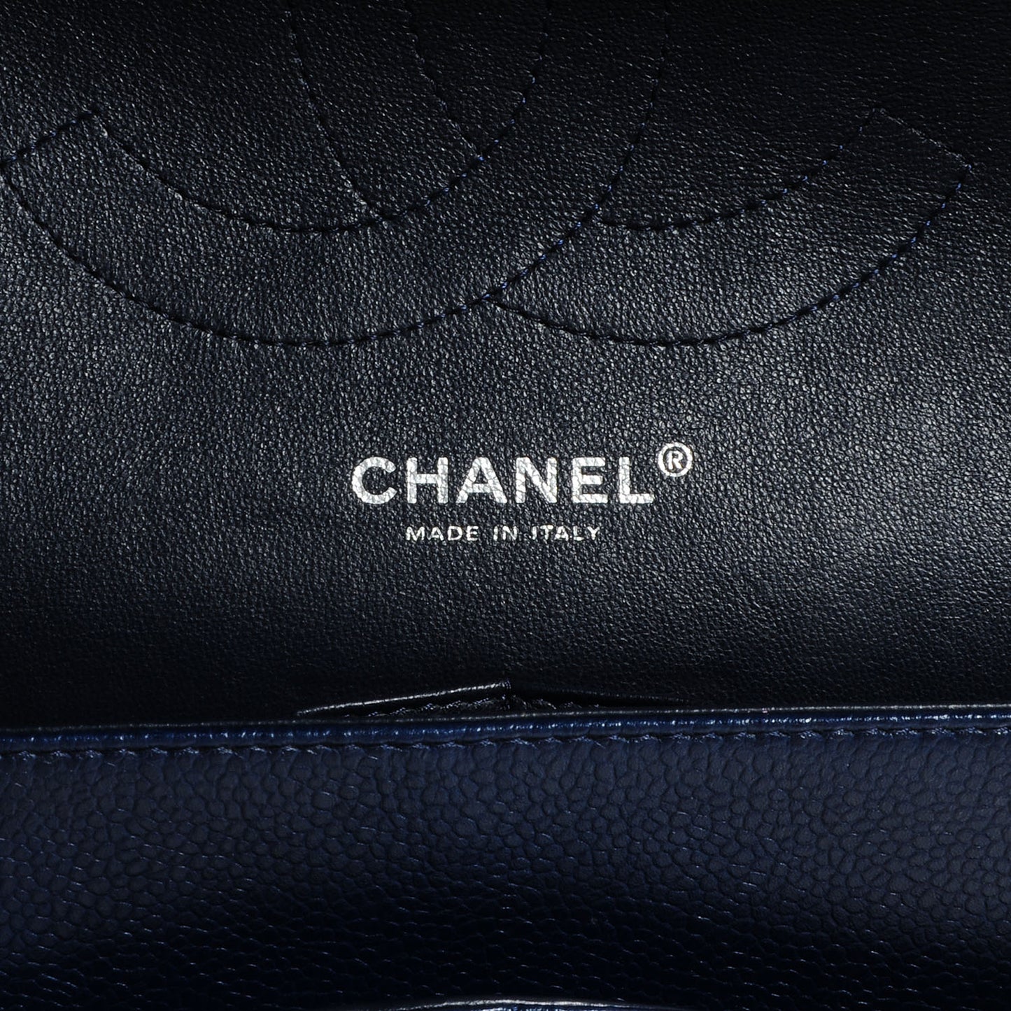 Caviar Jumbo Double Flap Navy Blue