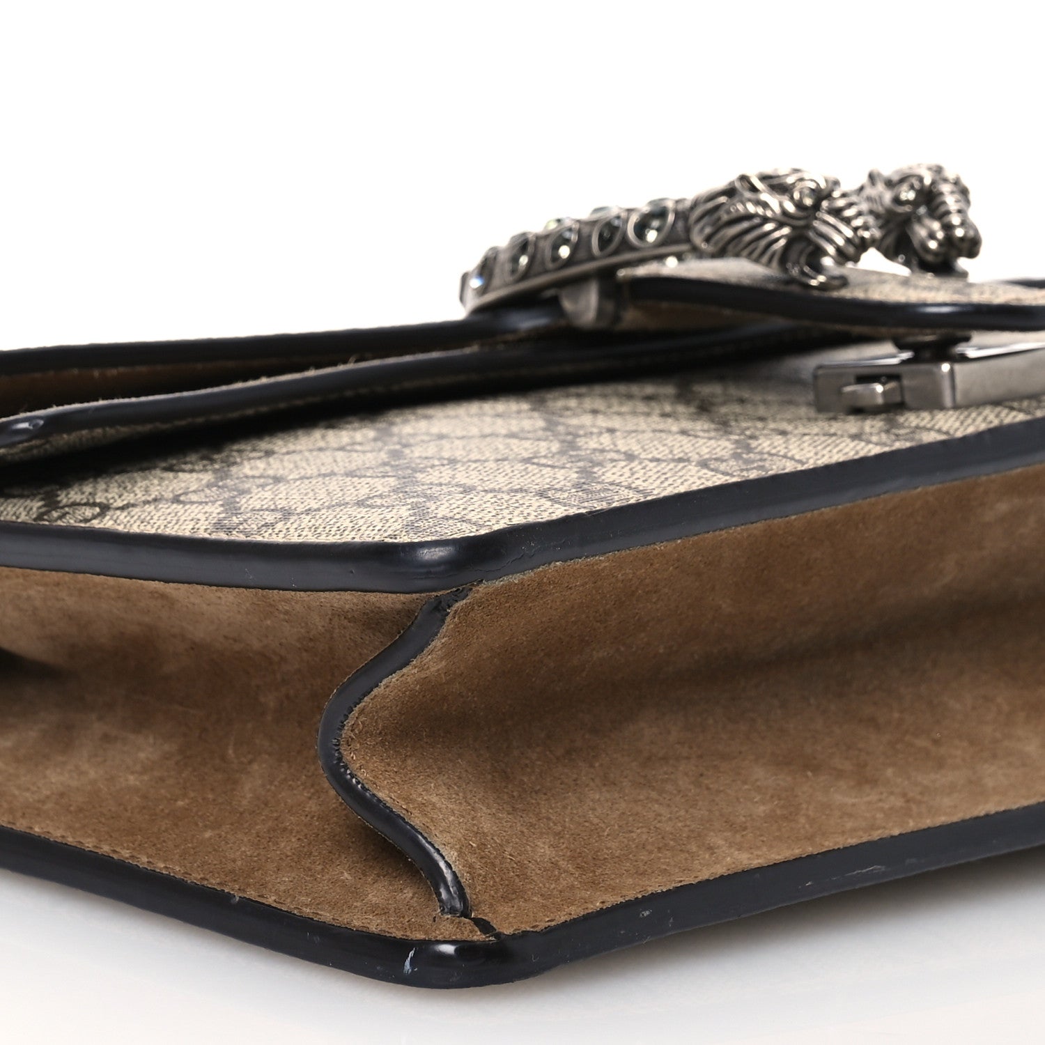 Gucci GG Supreme Monogram Suede Crystal Small Dionysus Shoulder Bag Beige Ebony Taupe 9 of 13