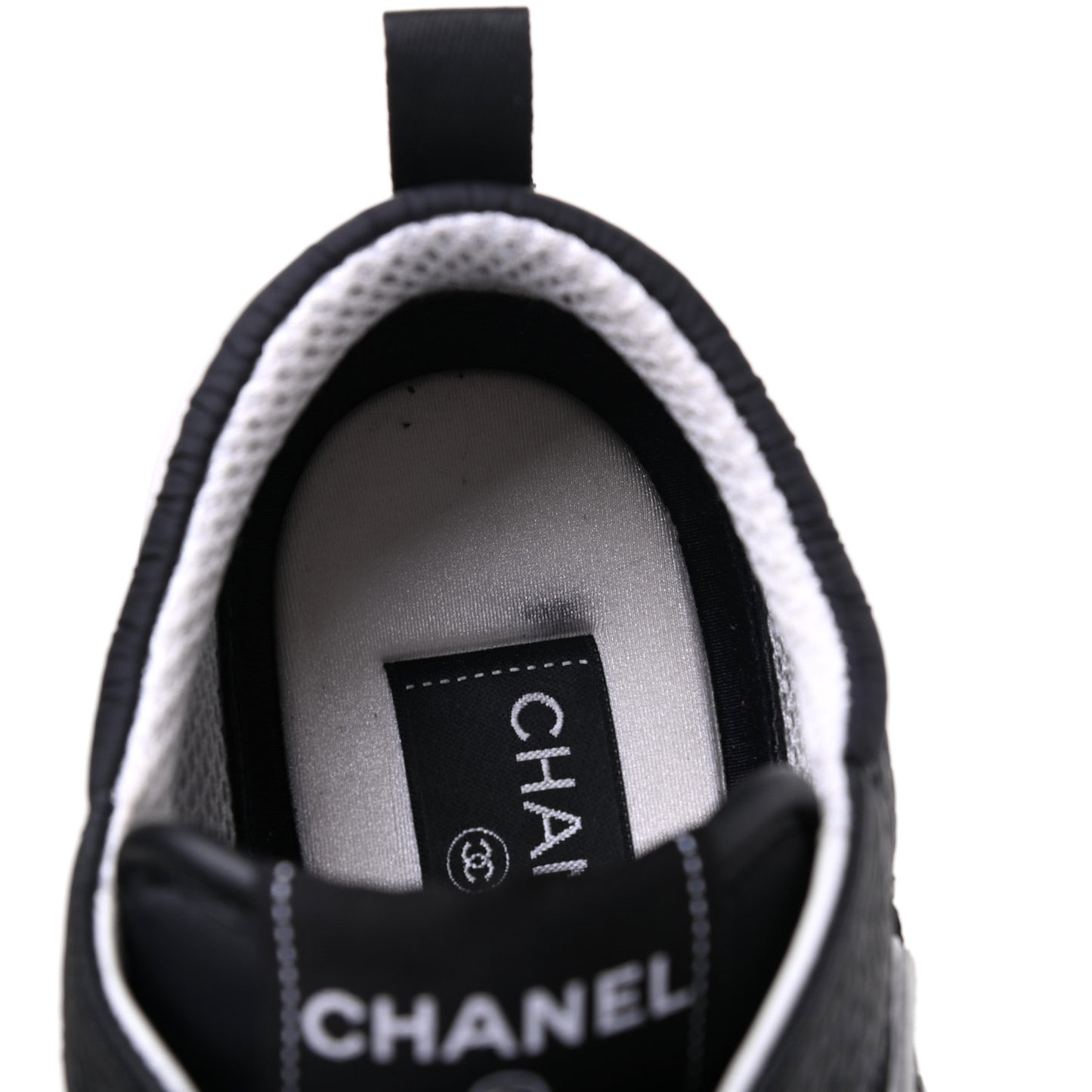 Calfskin Mesh Lycra Suede Womens Logo Sneakers 41.5 Black