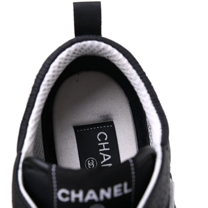 Chanel Calfskin Mesh Lycra Suede Womens Logo Sneakers 41.5 Black 10 of 16
