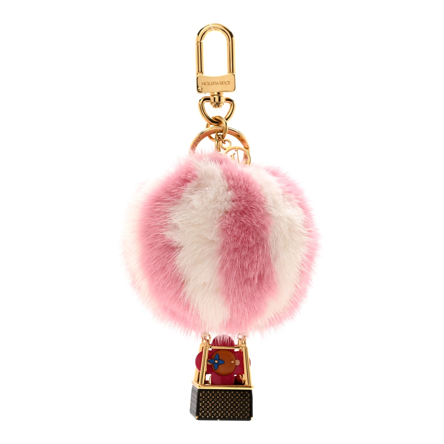Mink Fur Vivienne Balloon Bag Charm Key Holder Pink