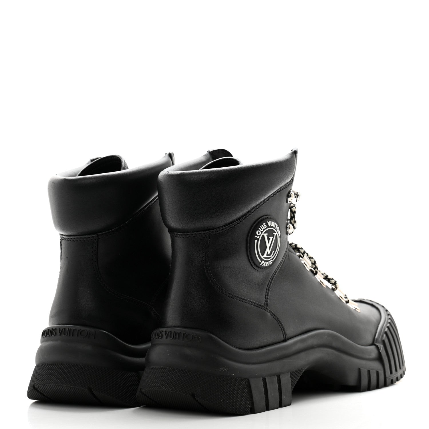 Louis Vuitton Calfskin Patent Monogram Ruby Flat Ranger Boots 38 Black 4 of 11